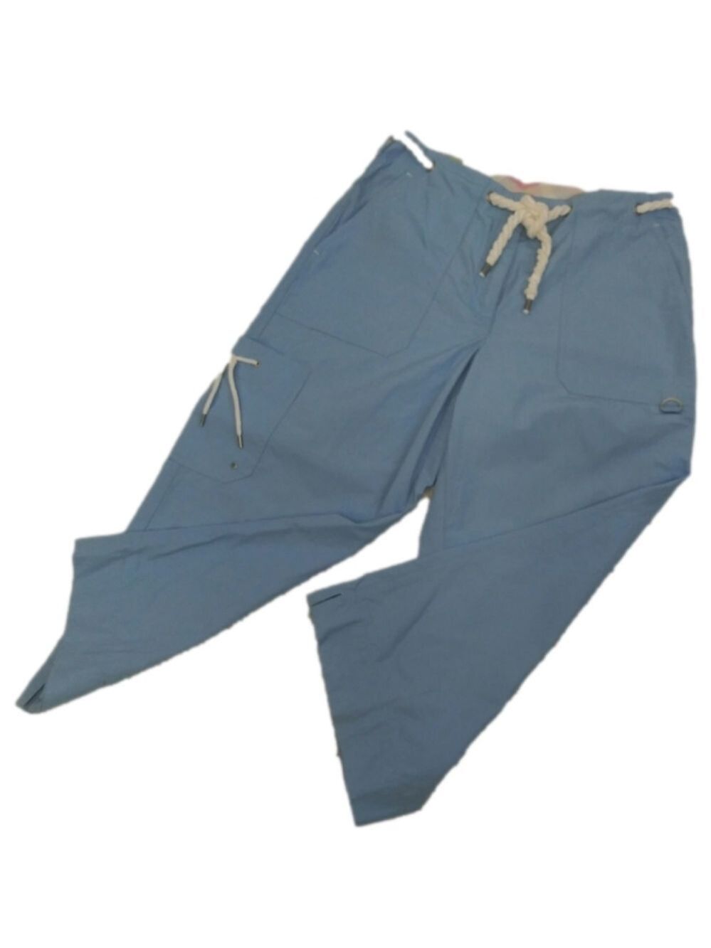 𝅺LAUREN Ralph Lauren Blue High Rise Cotton Rope Drawstring Zip Front Capri Pant